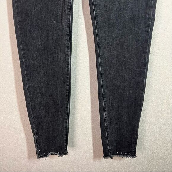 Harper Black Distress Midi Embellished Ankle Skinny Jeans Women's Size 28 Fringe - Picture 3 of 9
